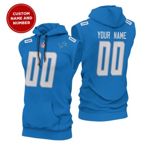 6862f8c25eab8_1 Men's Detroit Lions Customized Blue Limited Edition Sleeveless Hoodie