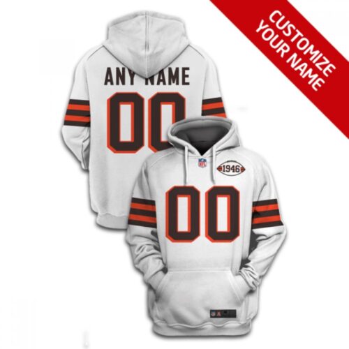 6863016910e5a_1 Men's Cleveland Browns Active Player Custom 2021 White 1946 Collection Pullover Hoodie