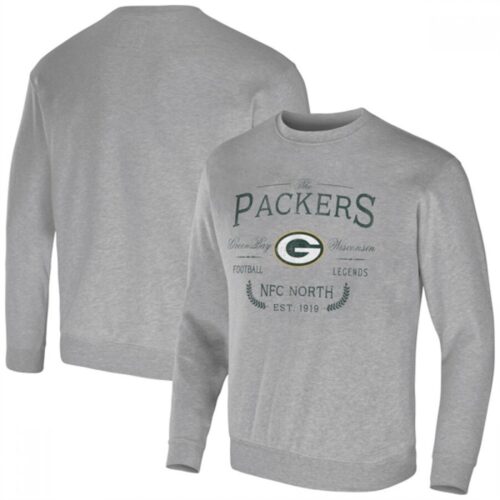 686308808c717_1 Men's Green Bay Packers Gray Darius Rucker Collection Pullover Sweatshirt