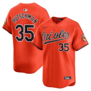 686310293eda4_1 Men's Baltimore Orioles #35 Adley Rutschman Orange Alternate Limited Player Jersey