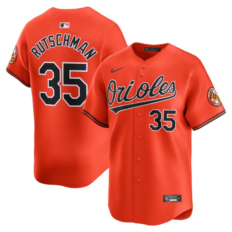 686310293eda4_1 Men's Baltimore Orioles #35 Adley Rutschman Orange Alternate Limited Player Jersey
