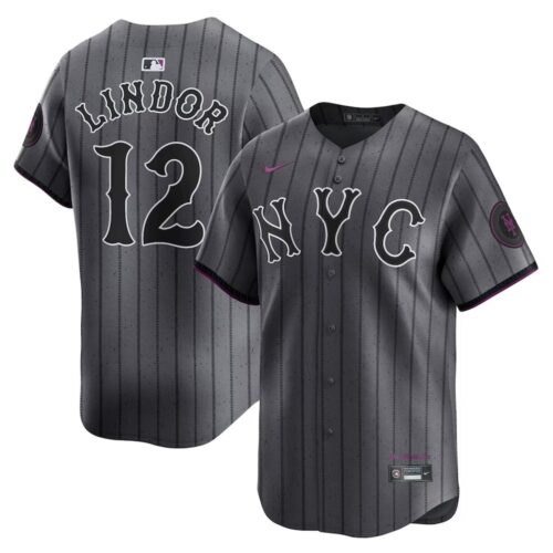 6863102c5b3f3_1 Men's New York Mets #12 Francisco Lindor Graphite 2024 City Connect Limited Player Jersey