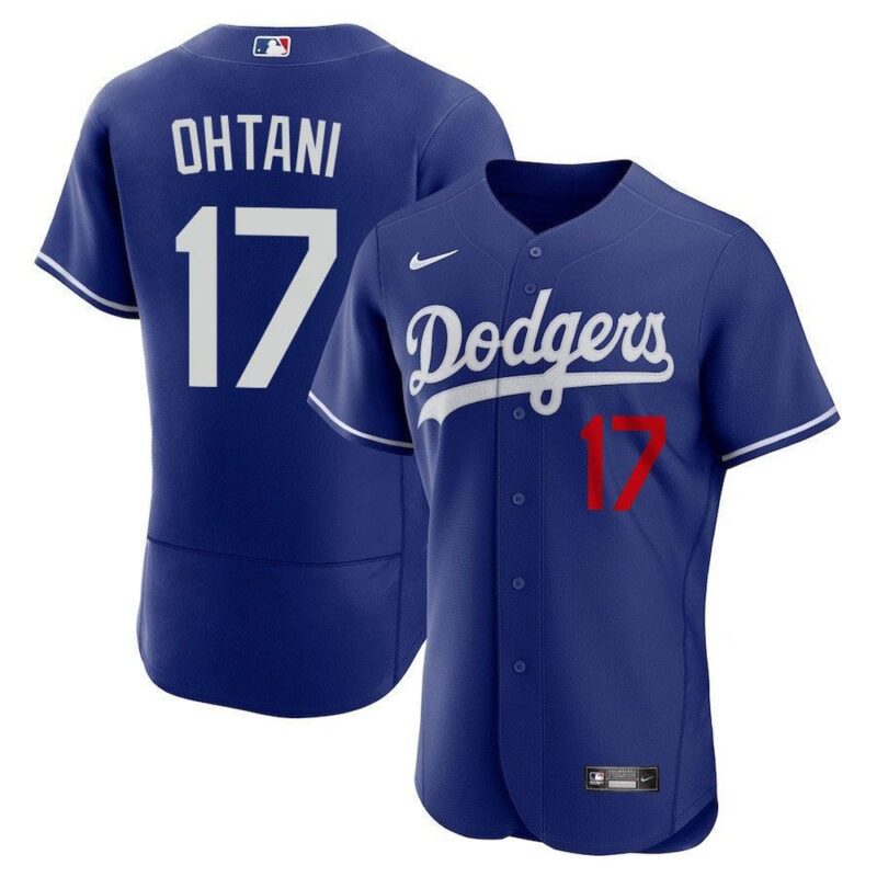 6863106b55e0a_1 Men's Los Angeles Dodgers #17 Shohei Ohtani Blue Flex Base Stitched Baseball Jersey