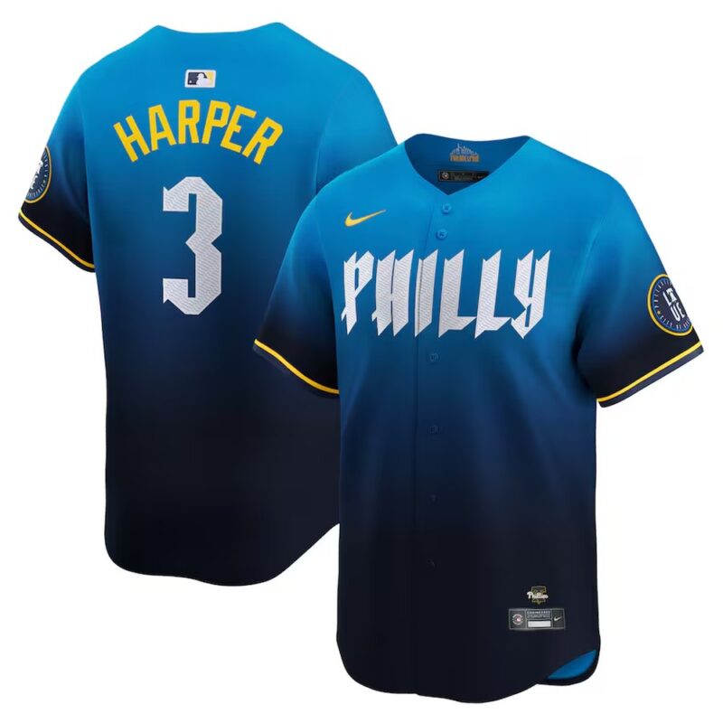 68631071dda02_1 Men's Philadelphia Phillies #3 Bryce Harper Blue 2024 City Connect Limited Player Jersey
