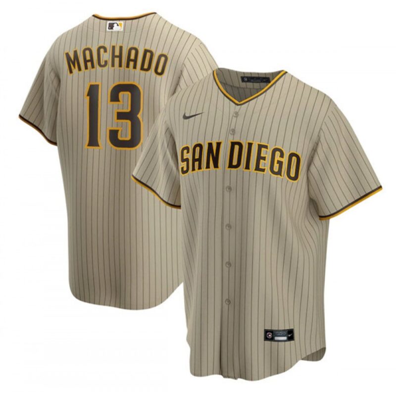 6863107e334d1_1 Men's San Diego Padres Tan Brown #13 Manny Machado Stitched MLB Jersey