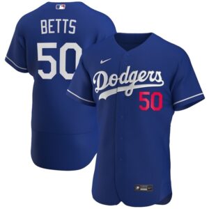 68631087213ce_1 Men's Los Angeles Dodgers #50 Mookie Betts Blue Flex Base Stitched MLB Jersey