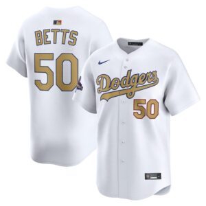 6863109a1f8e0_1 Men's Los Angeles Dodgers #50 Mookie Betts White 2025 Gold Collection Limited Jersey