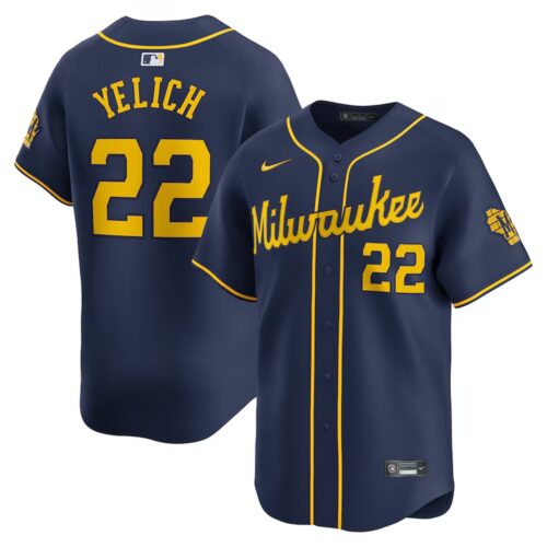 686310a3c5db0_1 Men's Milwaukee Brewers #22 Christian Yelich Nike Navy Alternate Limited Player Jersey