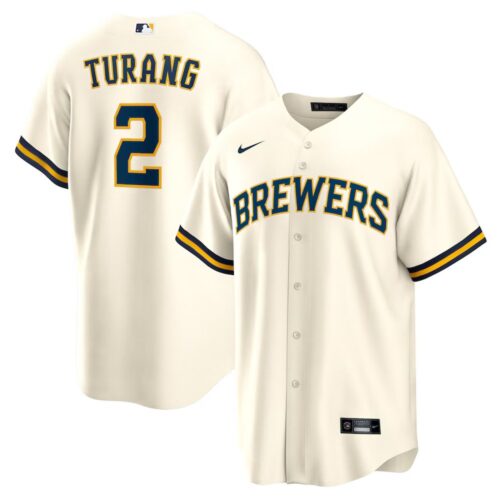 686310c274125_1 Men's Milwaukee Brewers #2 Brice Turang Nike Cream Home Replica Jersey