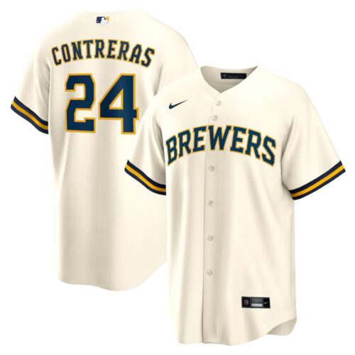686310c570388_1 Men's Milwaukee Brewers #24 William Contreras Nike Cream Home Replica Jersey