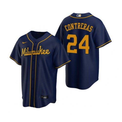 686310c8542ff_1 Men's Milwaukee Brewers #24 William Contreras Nike Navy Home Replica Jersey