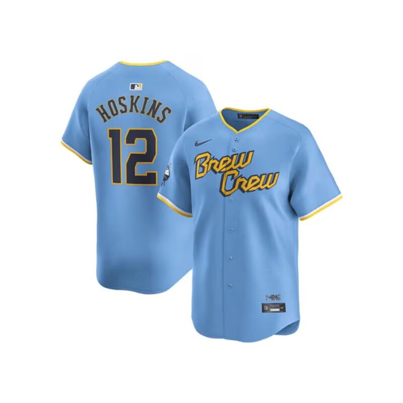686310d41c5df_1 Men's Milwaukee Brewers #12 Rhys Hoskins Nike Blue Alternate Limited Player Jersey
