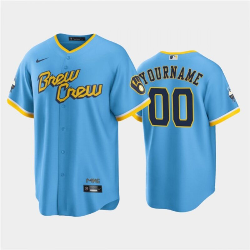 686310e027d54_1 Men's Milwaukee Brewers ACTIVE Player Custom 2022 Powder Blue City Connect Cool Base Stitched Jersey