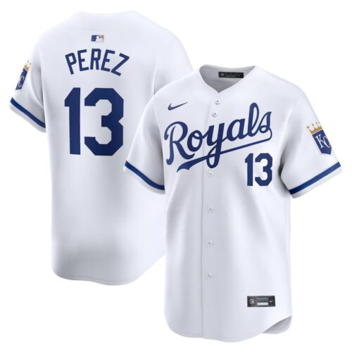 68631105889aa_1 Men's Kansas City Royals #13 Salvador Perez Nike White Home Limited Player Jersey