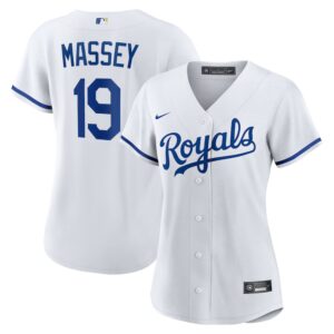 6863114bf03af_1 Women's Kansas City Royals #19 Michael Massey Nike White Home Replica Jersey