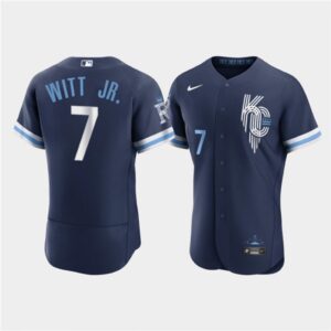 6863114e59d53_1 Men's Kansas City Royals #7 Bobby Witt Jr. 2022 Navy City Connect Flex Base Stitched MLB Jersey