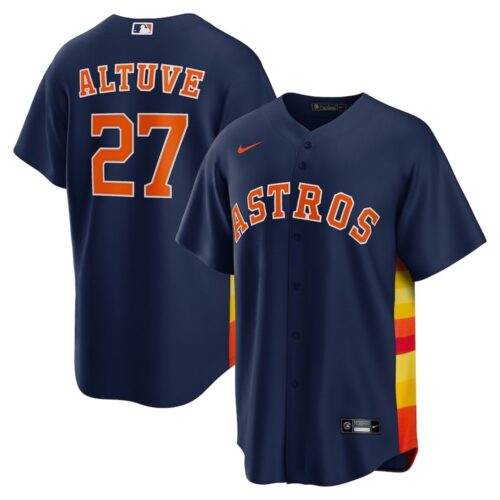 6863118c00329_1 Men's Houston Astros #27 Jose Altuve Nike Navy Alternate Replica Player Name Jersey