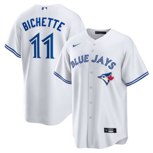 686311c00e22e_1 Men's Toronto Blue Jays #11 Bo Bichette Nike White Replica Player Jersey