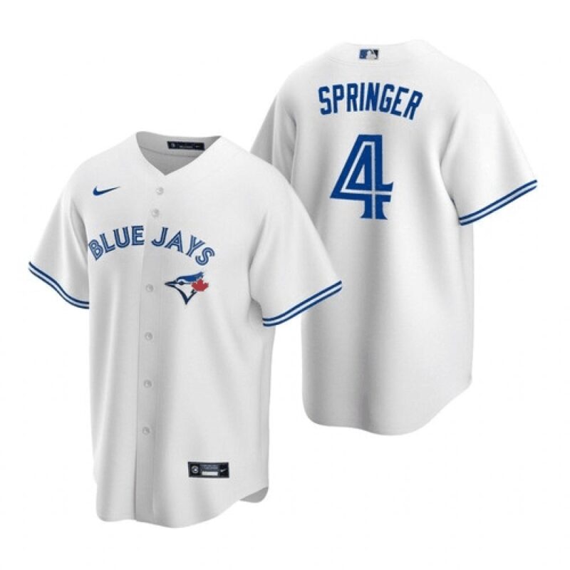 686311c30d698_1 Men's Toronto Blue Jays #4 George Springer White Cool Base Stitched MLB Jersey