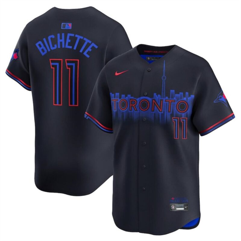686311d7d9a62_1 Men's Toronto Blue Jays #11 Bo Bichette Black 2024 City Connect Limited Stitched Baseball Jersey