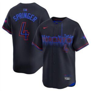686311e752f73_1 Men's Toronto Blue Jays #4 George Springer Black 2024 City Connect Limited Stitched Baseball Jersey