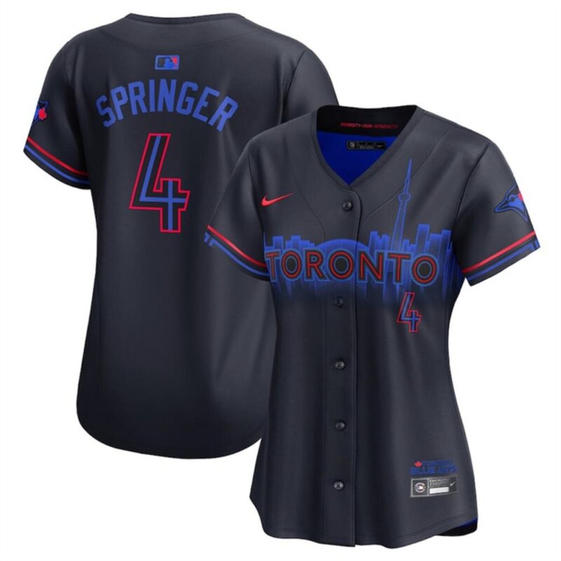 686311ef74967_1 Women's Toronto Blue Jays #4 George Springer Black 2024 City Connect Limited Stitched Baseball Jersey(Run Small)