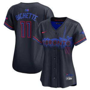 686311f419b57_1 Women's Toronto Blue Jays #11 Bo Bichette Black 2024 City Connect Limited Stitched Baseball Jersey(Run Small)