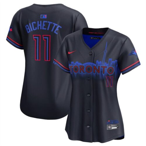 686311f419b57_1 Women's Toronto Blue Jays #11 Bo Bichette Black 2024 City Connect Limited Stitched Baseball Jersey(Run Small)