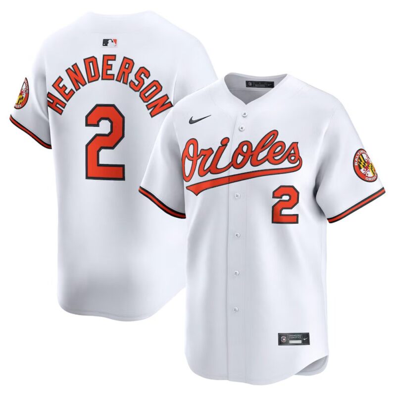 686312ad56121_1 Men's Baltimore Orioles #2 Gunnar Henderson White Home Limited Player Jersey