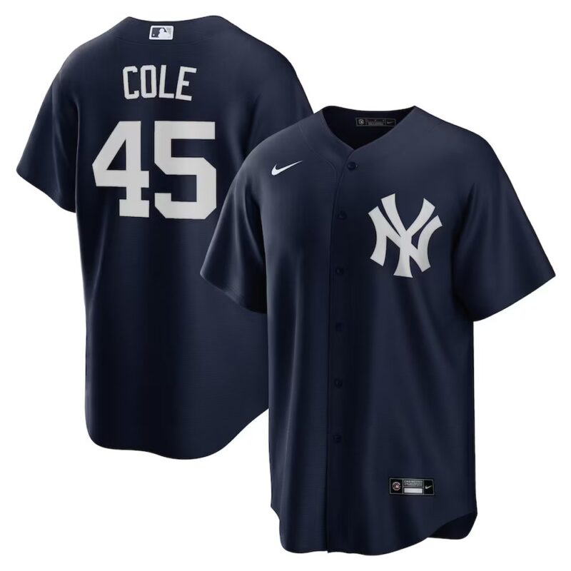 686312b5d1109_1 Men's New York Yankees #45 Gerrit Cole Navy Alternate Replica Player Name Jersey