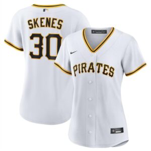 686312ddd03d8_1 Women's Pittsburgh Pirates #30 Paul Skenes White Cool Base Stitched Baseball Jersey