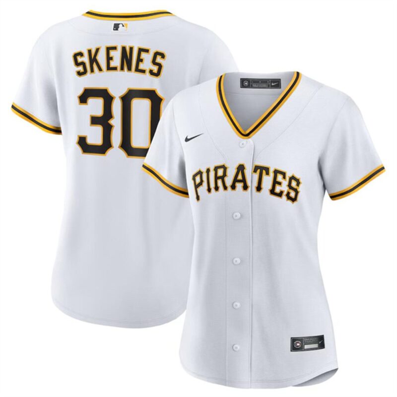686312ddd03d8_1 Women's Pittsburgh Pirates #30 Paul Skenes White Cool Base Stitched Baseball Jersey