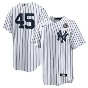 6863130e11177_1 Men's New York Yankees #45 Gerrit Cole White 2024 World Series Home Replica Player Jersey