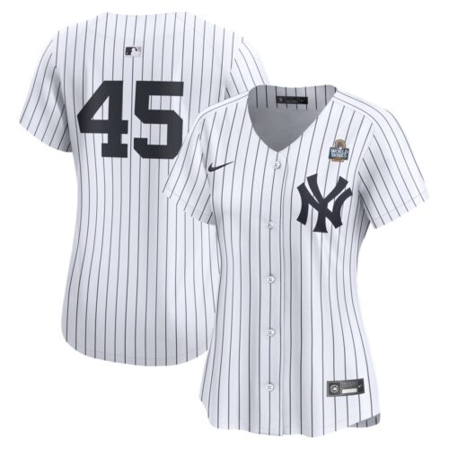 68631316d2cee_1 Women's New York Yankees #45 Gerrit Cole White 2024 World Series Limited Player Jersey
