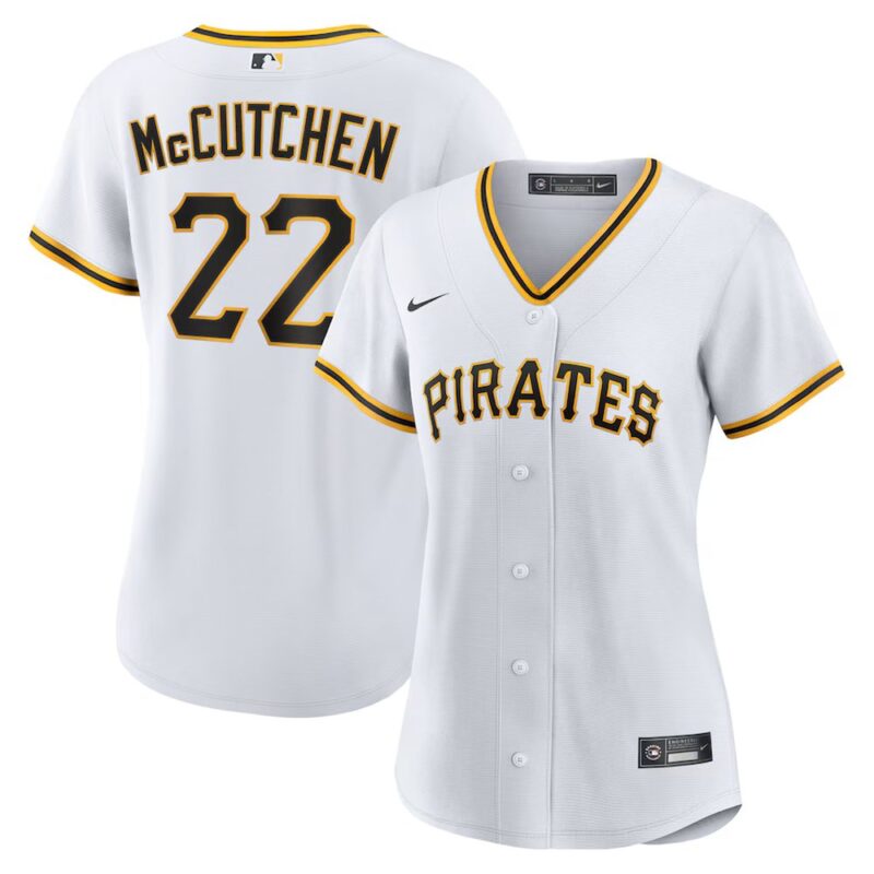 686313226b1ad_1 Women's Pittsburgh Pirates #22 Andrew McCutchen White Home Replica Player Jersey