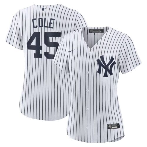 68631324a7126_1 Women's New York Yankees #45 Gerrit Cole White Home Replica Player Jersey