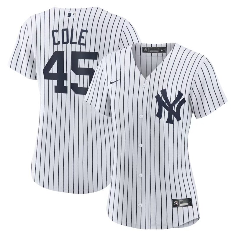 68631324a7126_1 Women's New York Yankees #45 Gerrit Cole White Home Replica Player Jersey