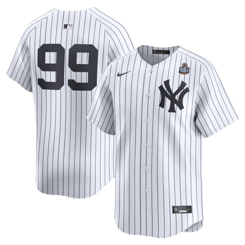 6863132cd10a8_1 Men's New York Yankees #99 Aaron Judge White 2024 World Series Home Limited Player Jersey