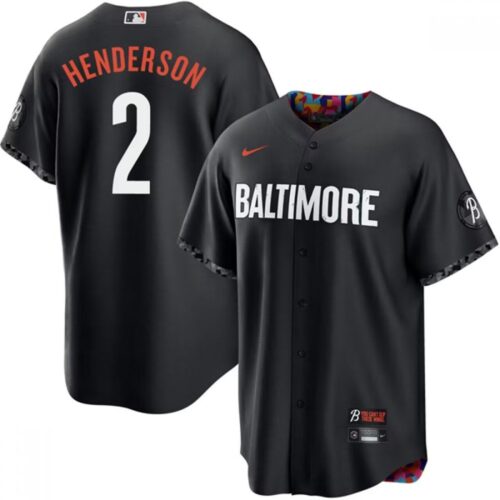 686313496d049_1 Men's Baltimore Orioles #2 Gunnar Henderson Black 2023 City Connect Cool Base Stitched Baseball Jersey