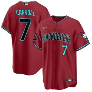 686313c923643_1 Men's Arizona Diamondbacks #7 Corbin Carroll 2023/24 Red Cool Base Stitched Baseball Jersey