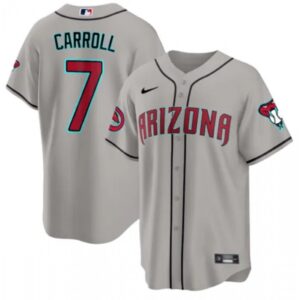 686313cc2cc03_1 Men's Arizona Diamondbacks #7 Corbin Carroll 2023/24 Gray Cool Base Stitched Baseball Jersey