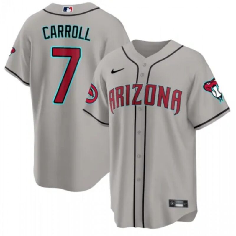 686313cc2cc03_1 Men's Arizona Diamondbacks #7 Corbin Carroll 2023/24 Gray Cool Base Stitched Baseball Jersey