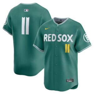 686313e157bce_1 Men's Boston Red Sox #11 Rafael Devers Nike Green 2025 City Connect Limited Player Jersey