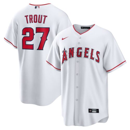 686314223dc14_1 Men's Los Angeles Angels #27 Mike Trout Nike White Home Replica Player Name Jersey