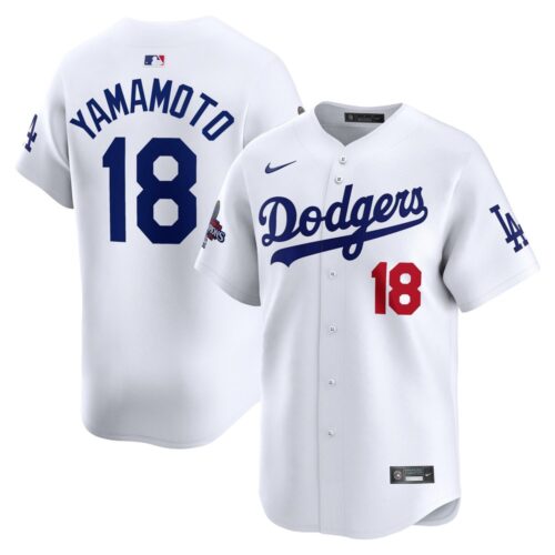6863142e896a0_1 Men's Los Angeles Dodgers #18 Yoshinobu Yamamoto White 2024 World Series Champions Home Limited Player Jersey