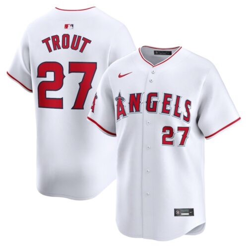 6863143e42aae_1 Men's Los Angeles Angels #27 Mike Trout Nike White Home Limited Player Jersey