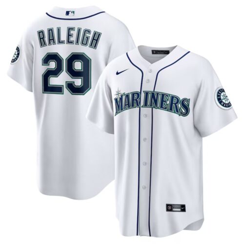686314593e35a_1 Men's Seattle Mariners #29 Cal Raleigh Nike White Home Replica Jersey