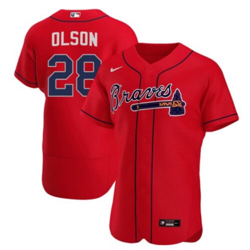 6863146fda210_1 Men's Atlanta Braves #28 Matt Olson Red Flex Base Stitched Baseball Jersey