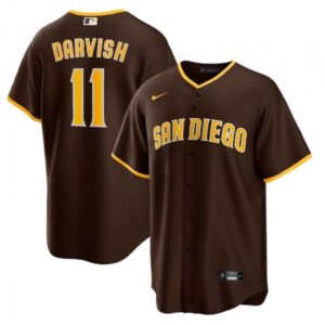 6863148e8f8f1_1 Men's San Diego Padres #11 Yu Darvish Brown Cool Base Stitched Jersey