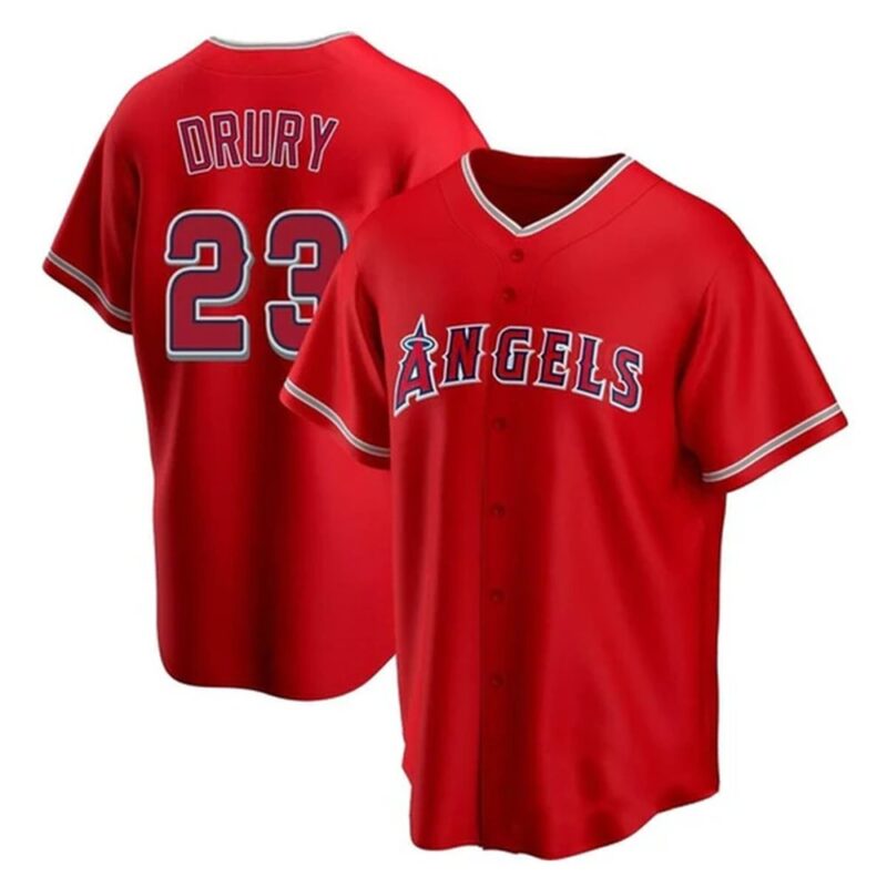 6863149a18fa9_1 Men's Los Angeles Angels #23 Brandon Drury Nike Red Home Limited Player Jersey